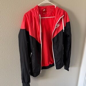 Nike Black and Red Hooded Jacket